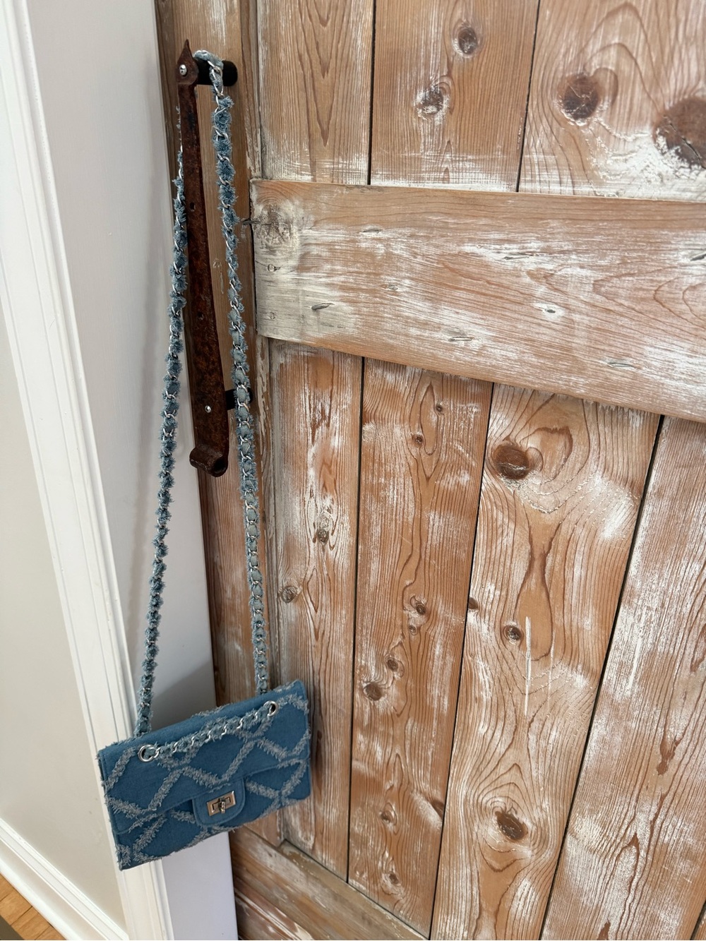 Denim Quilted Chain-Shoulder Crossbody Bag - Blue - Picture 5 of 12